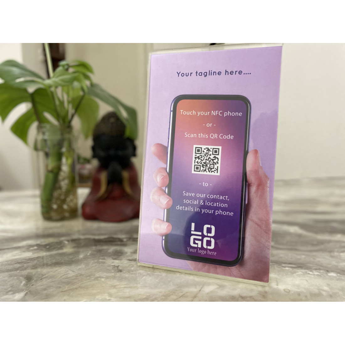 1Card Standee Custom Printed NFC & Smart QR Code digital standee